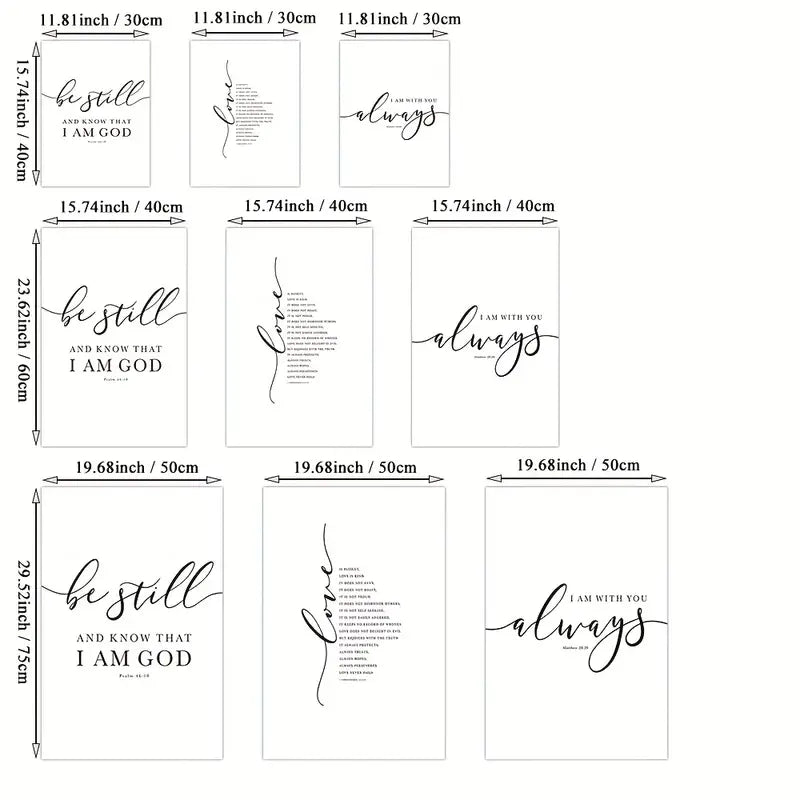 3pc Frameless Christian Bible Verse Prints | Christian Home Decor