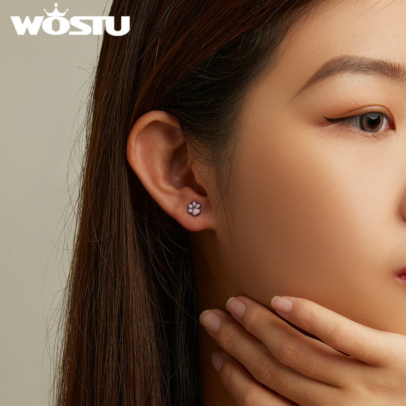 Cat Paw Print Hoop Earrings