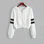Women’s Y2K Cropped Hoodie - Long Sleeve Stripe Sweatshirt | Streetwear
