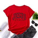 Women's JESUS Printed Loose Round Neck T-shirt | Faith Streetwear