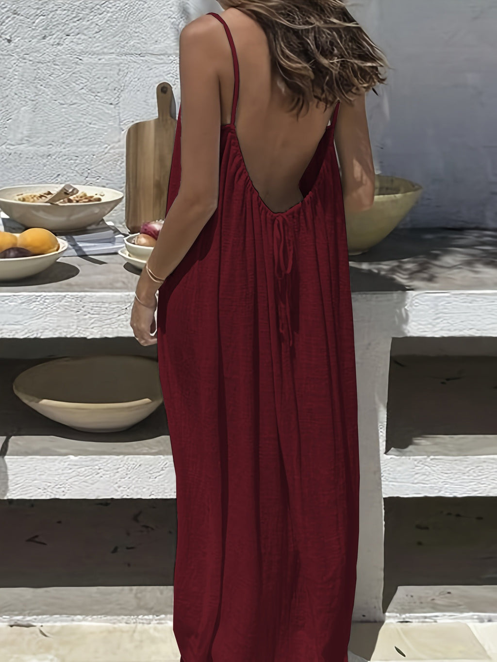 Loose Spaghetti Strap Bohemian Dress