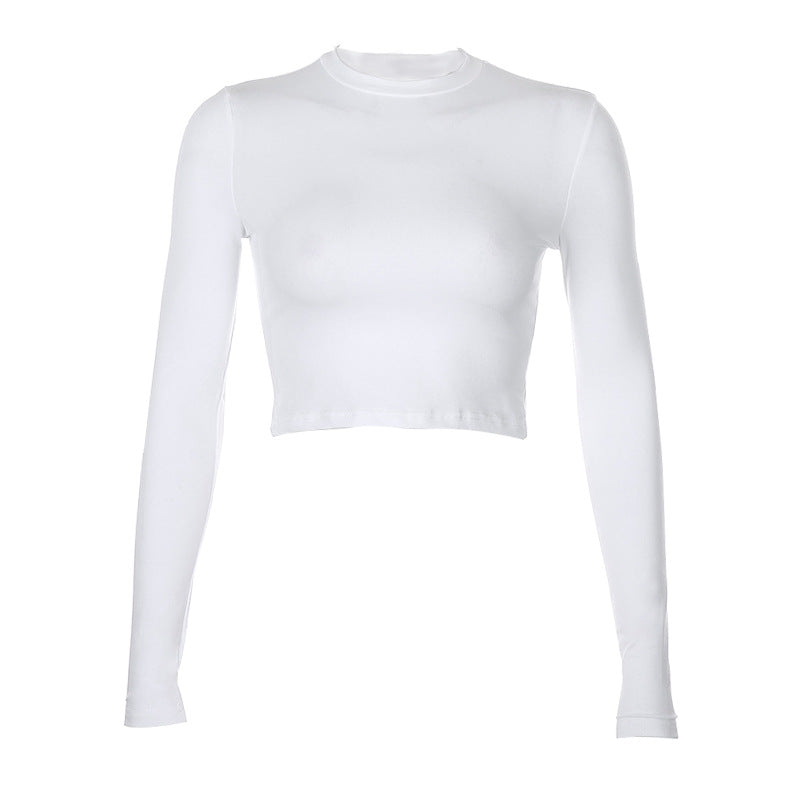 2020 New Style Women's White Crop Top Long Sleeve T-Shirt