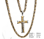 Jesus Christ Crucifix Cross Pendant Byzantine Chain Necklace
