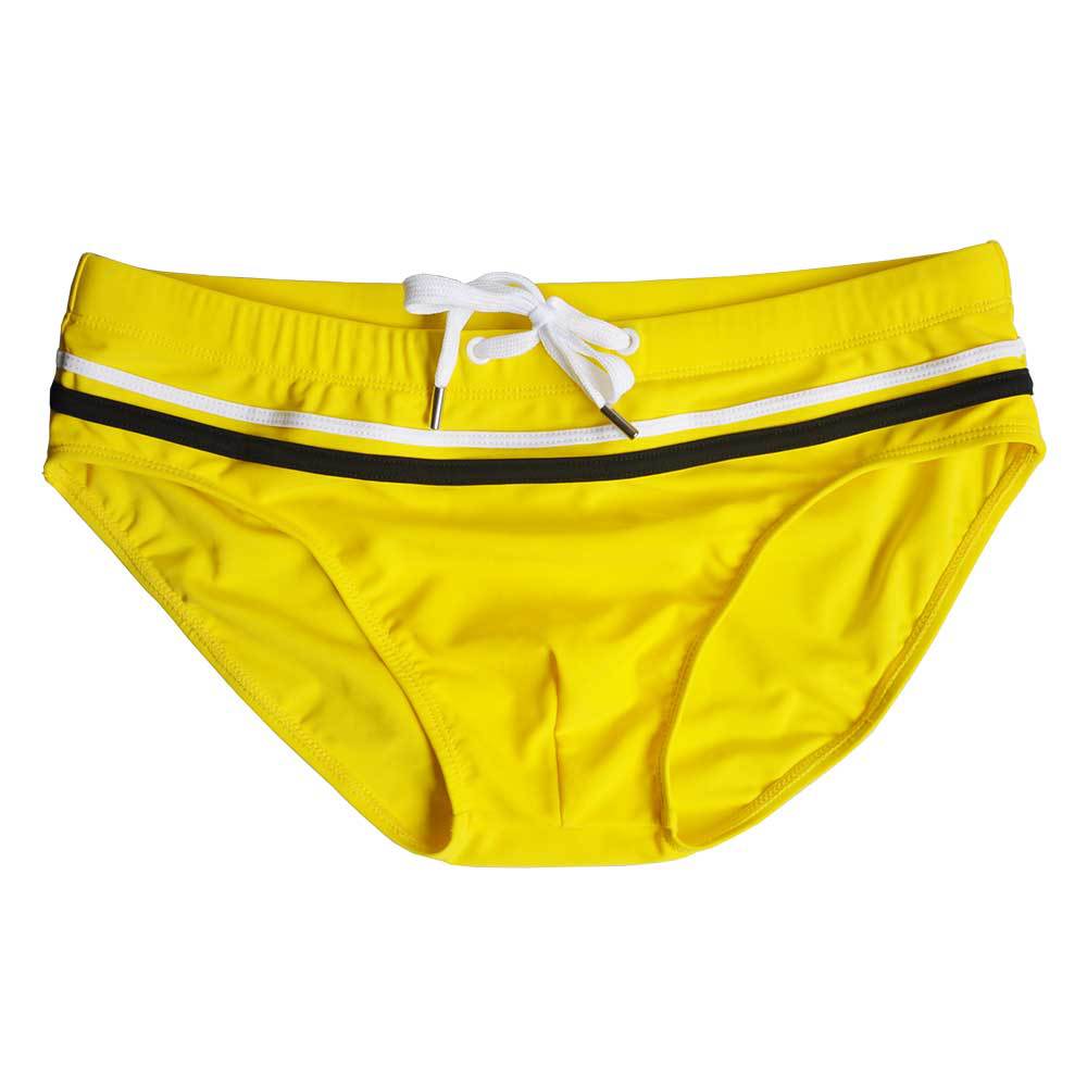 Men's Striped Yellow Swim Briefs