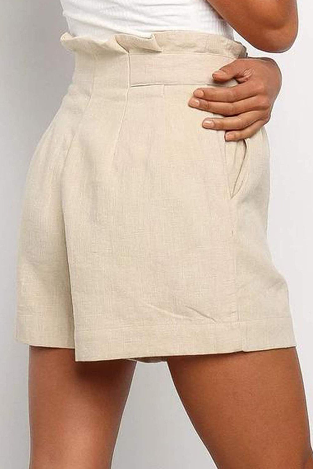2020 New Women's High-Waist Loose Cotton Linen Shorts
