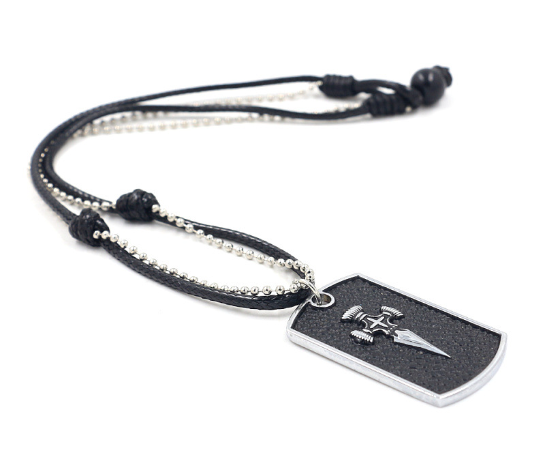 Men's Dog Tag Necklace with Angel Wing Pendant