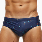 Men's Palm Tree Print Swim Briefs