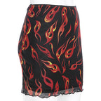 Flame Short Sleeve Sheer Cropped Top