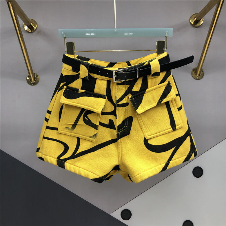 High-Waisted Slim Irregular Shorts for Women