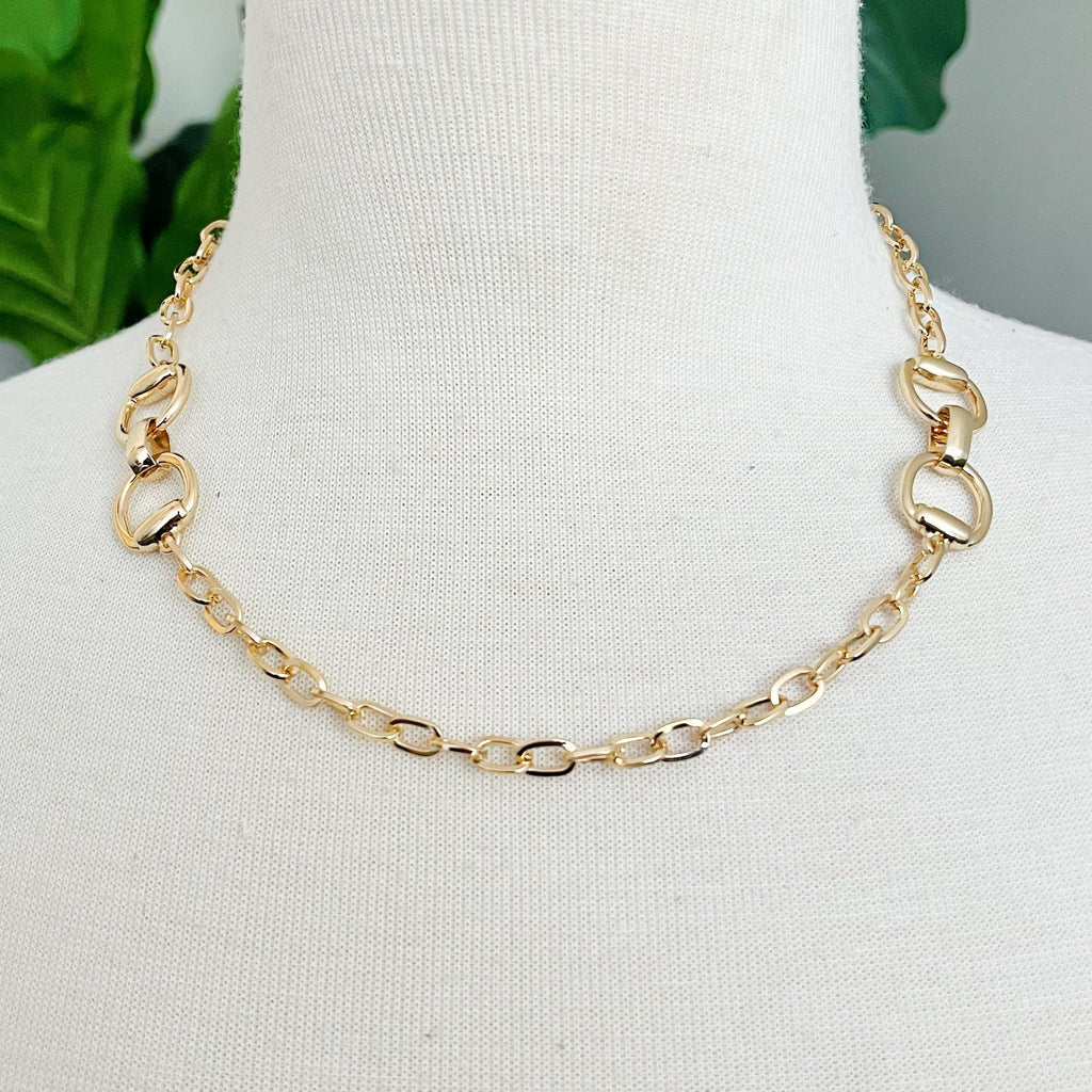 Double Equestrian Horsebit Chain Necklace