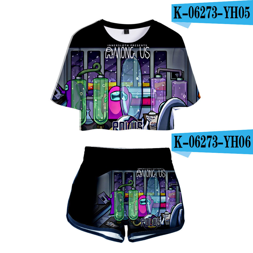 2020 Women's 3D Crop Top and Shorts Set