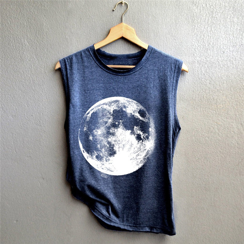 Earth Print Tank Top, Printed Vest, Sleeveless Top