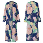 Printed Chiffon Cardigan, Long Beach Cover-Up