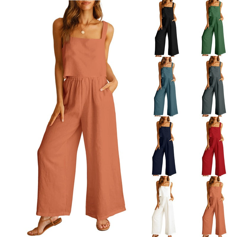 Sleeveless Camisole Wide Leg Pants Set