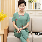 Summer Cotton Sleepwear Set for Older Women