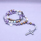 Amethyst and Tiger Eye Stone Rosary Necklace | Christian Jewelry
