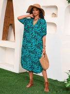 Leopard Print Beach Cover-Up Shirt Dress