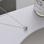 Hollow Cat Necklace - Silver Minimalist Design