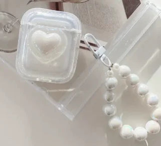3D Heart-Shaped Transparent Headphone Case for AirPods | Accessory