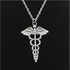 Winged Caduceus Pendant Necklace