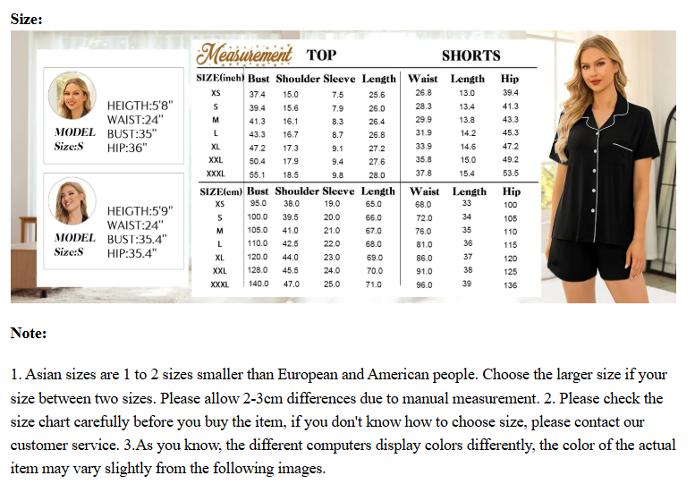 Women's Modal Button Lapel Striped Pajama Set (Short Sleeve & Shorts, European & American Style)
