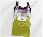 Red and Green Curved Line Embroidered Crop Top