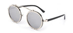 Round Double-Bridge Steampunk Mirrored Sunglasses