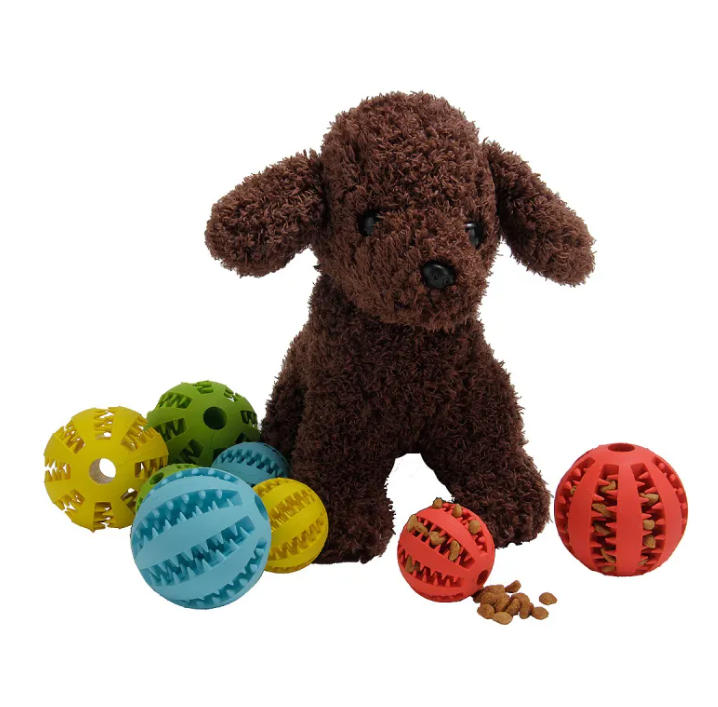 Durable Dog Chew Ball for Teeth Cleaning, Bite-Resistant Rubber Dental Treat Dispenser Toy, Interactive Fetch Ball for Small and Large Dogs