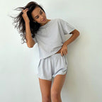 Women's Striped Knit Pajama Shorts Set