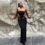 European And American Design Sense Tube Top Hollow Split Dress