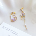 Cat and Balloon Asymmetric Earrings
