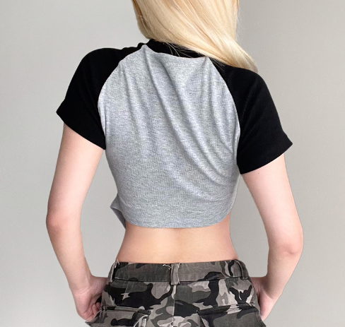 Women's Asymmetrical Crop Top with Bump Shoulder Design