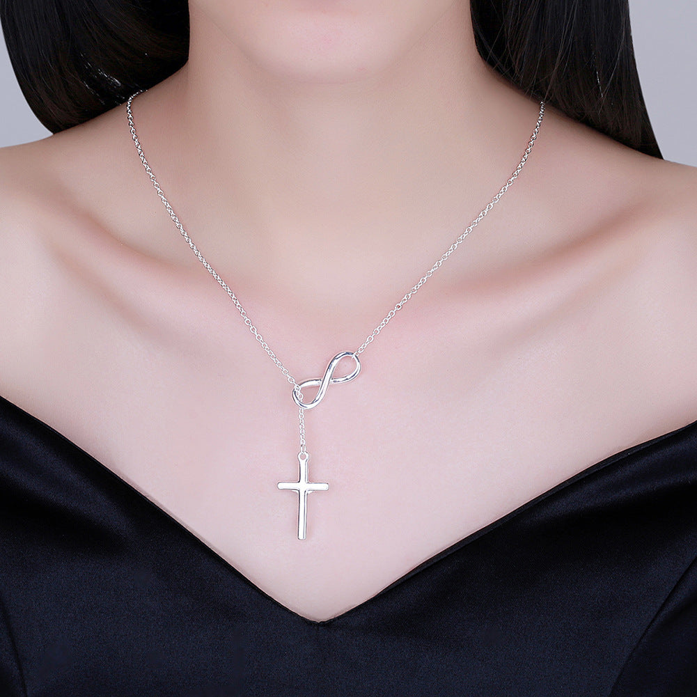 Infinity Cross Lariat Necklace