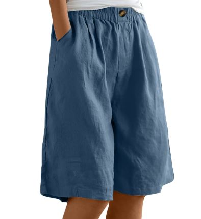 Cotton & Linen Women's Cropped High Waist Loose Shorts