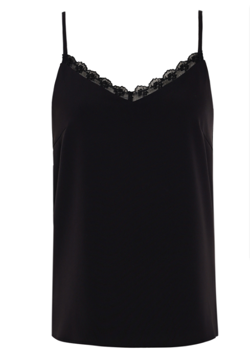 Lace-Trim V-Neck Satin Camisole