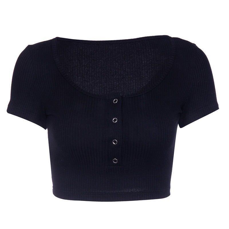 Multicolor Sexy Crop Top with Buttons for Women