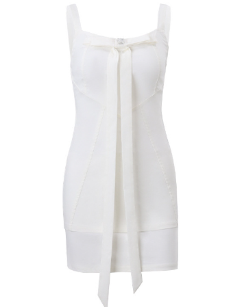 Winter Pure Bow Spaghetti Strap Vest Slimming Skirt