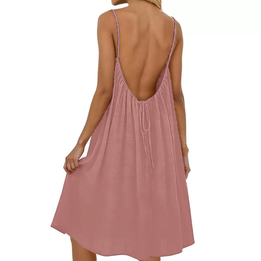 Women's Spaghetti Strap Backless Bodycon Dress