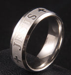 Stainless Steel JESUS Cross Band Ring