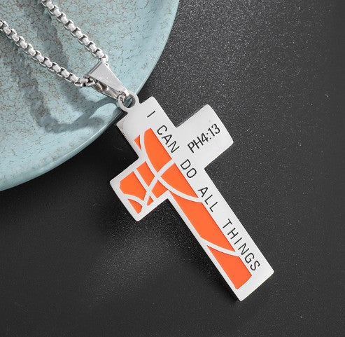 Men's Basketball Cross Necklace
