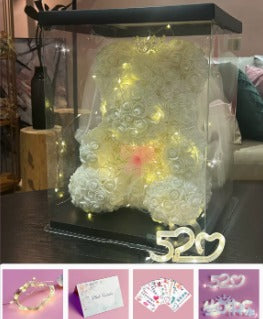 Teddy Rose Flower Bear with Box