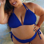 Women's Plus Size Black Halter Bikini Set
