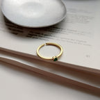 Adjustable Gold Ring with Green Crystal