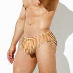 Men's Striped Wave Swim Briefs