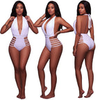 Plunge Halter Strappy-Side One-Piece Swimsuit