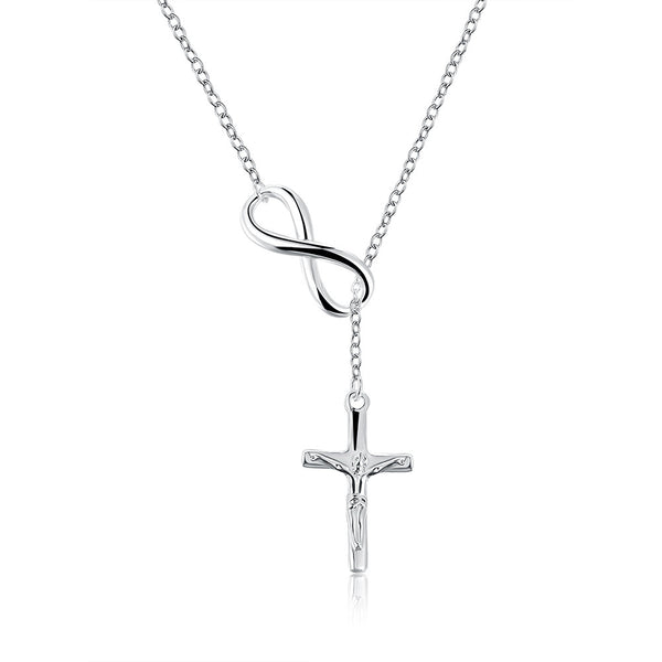 Infinity Cross Lariat Necklace