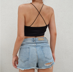 Fashionable Short Backless Printed Camisole Top