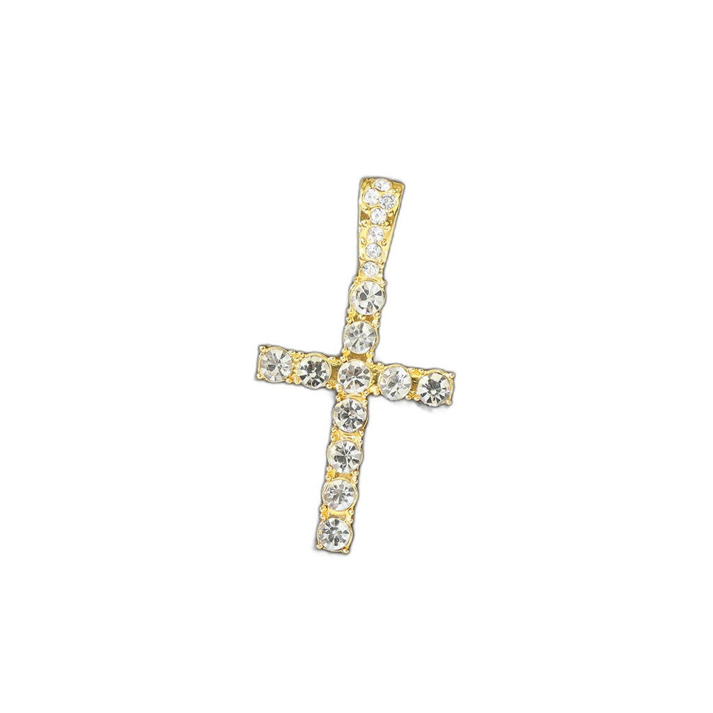 Hip Hop Rhinestone Cross Pendant Necklace