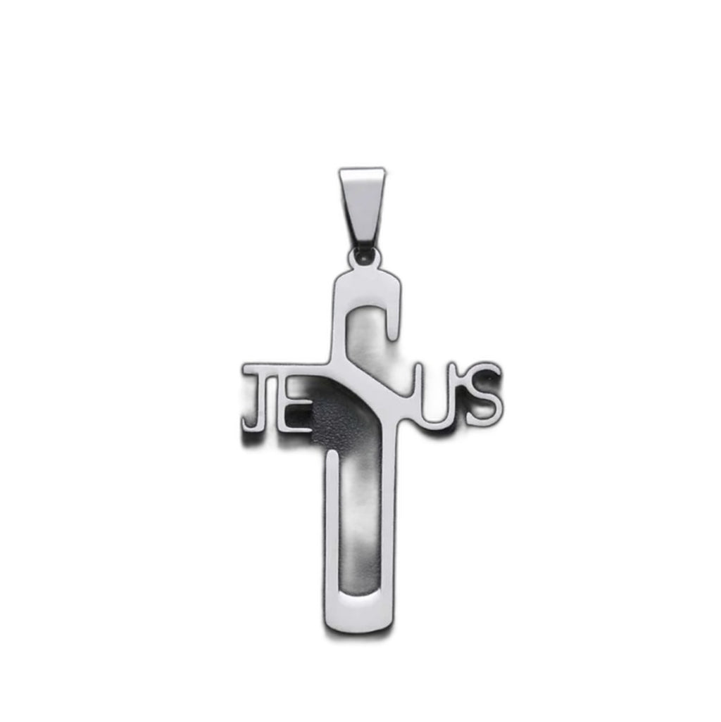 Stainless Steel JESUS Cross Pendant Necklace | Christian Jewelry
