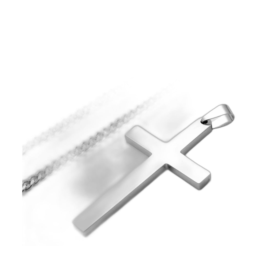 Minimalist Silver Cross Pendant Necklace